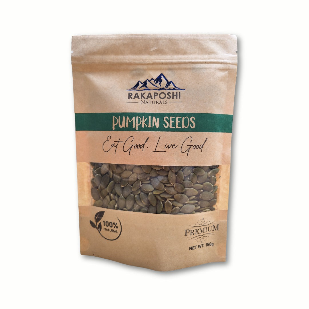 Roasted pumpkin seeds pepitas in a resealable pouch