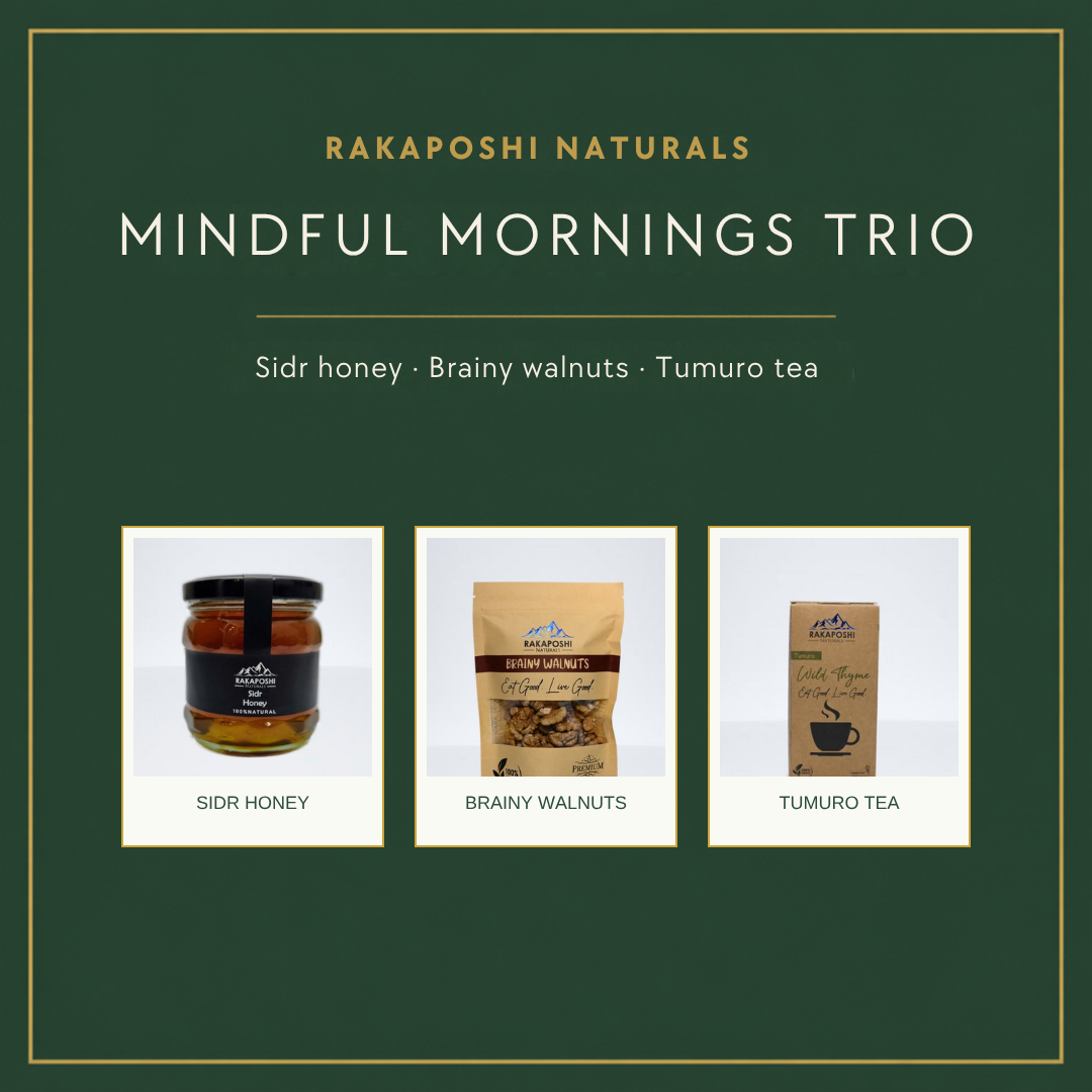 Mindful Mornings Trio: Sidr honey, walnuts and Tumuro tea