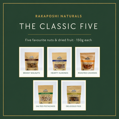 The Classic Five gift box: walnuts, almonds, cashews, pistachios and figs