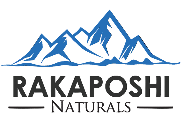 Logo of Rakaposhi Naturals with a mountain design on a white background
